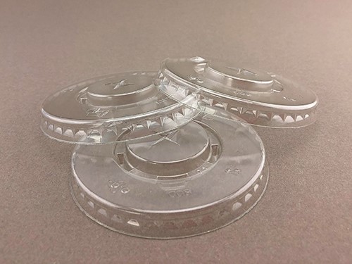 Flachdeckel rPET für TrinkbechØ81mm mit Kreuzschlitz 