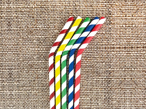 Bio Papiertrinkhalm 220/5,8mm 4-Farben Mix, bunt zwirlig 