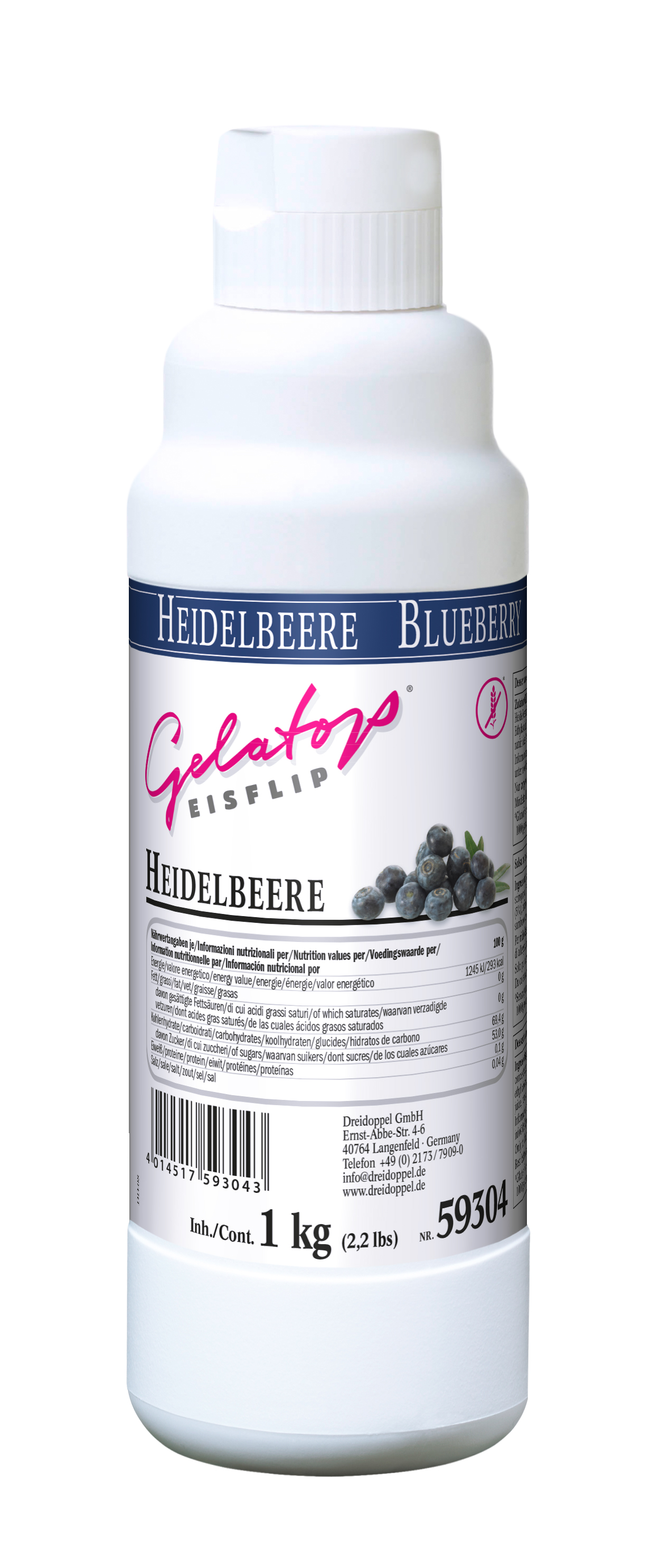 3 Doppel Heidelbeer Flip 593046x1kg Flaschen/Karton 