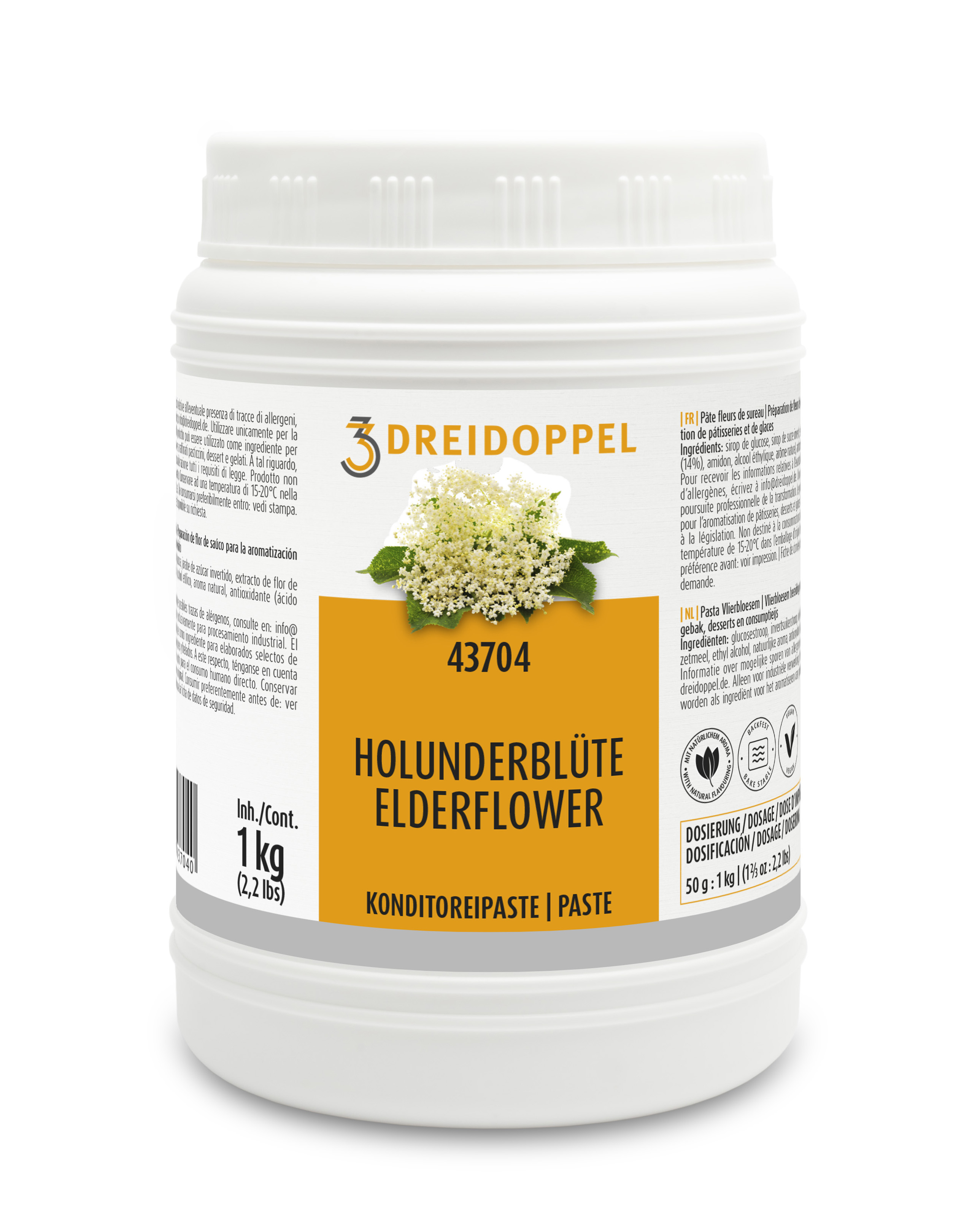 3 Doppel Holunder Blüte Paste 6x1kg Dose 
