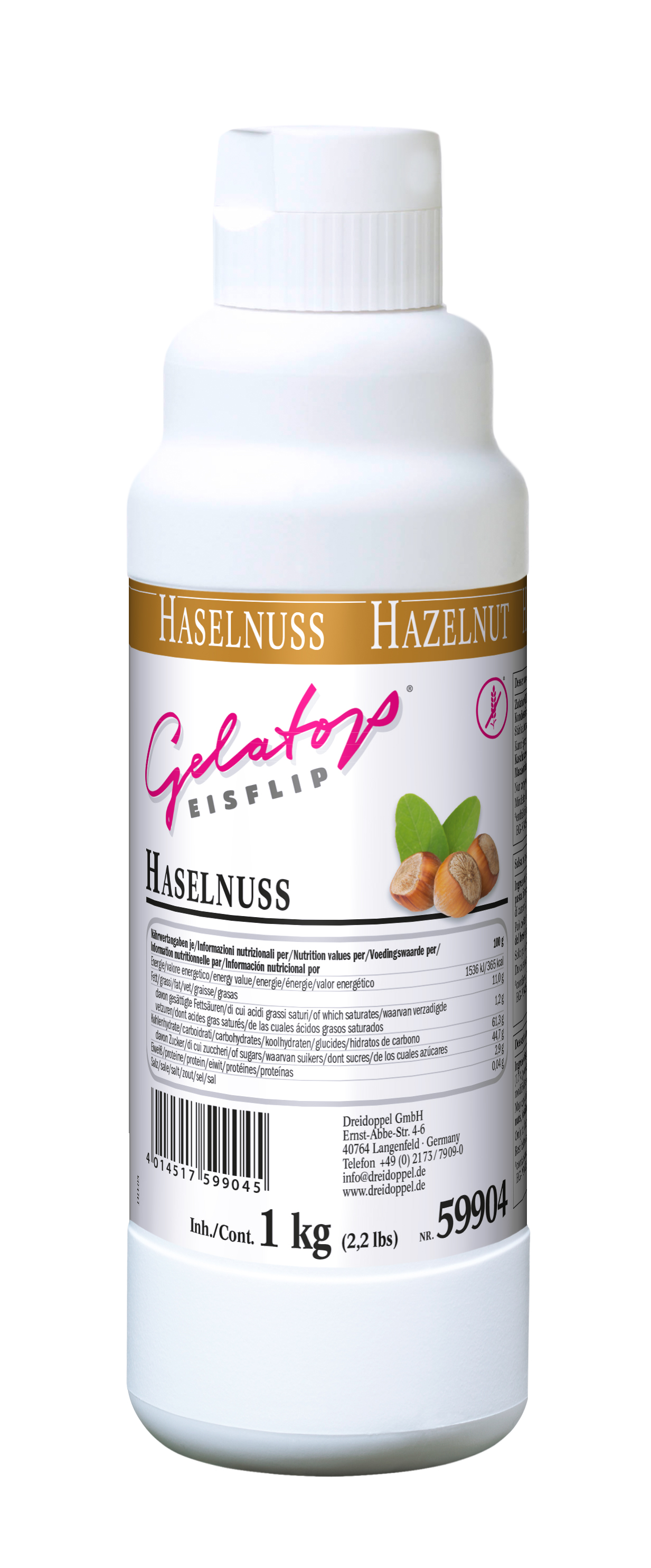 3 Doppel Haselnuss Eis Flip 596x1kg Flaschen/Karton 