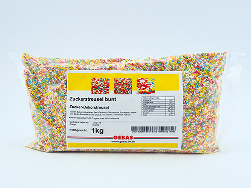 Zuckerstreusel bunt 8x1kg, azo-frei, mit Farbstoff
